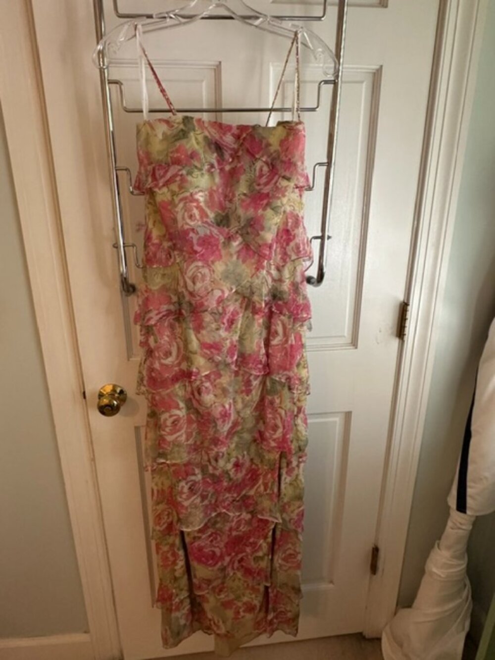 Camereon Blake Floral Tiered Ruffle Chiffon Maxi with Matching Shawl - Size 6